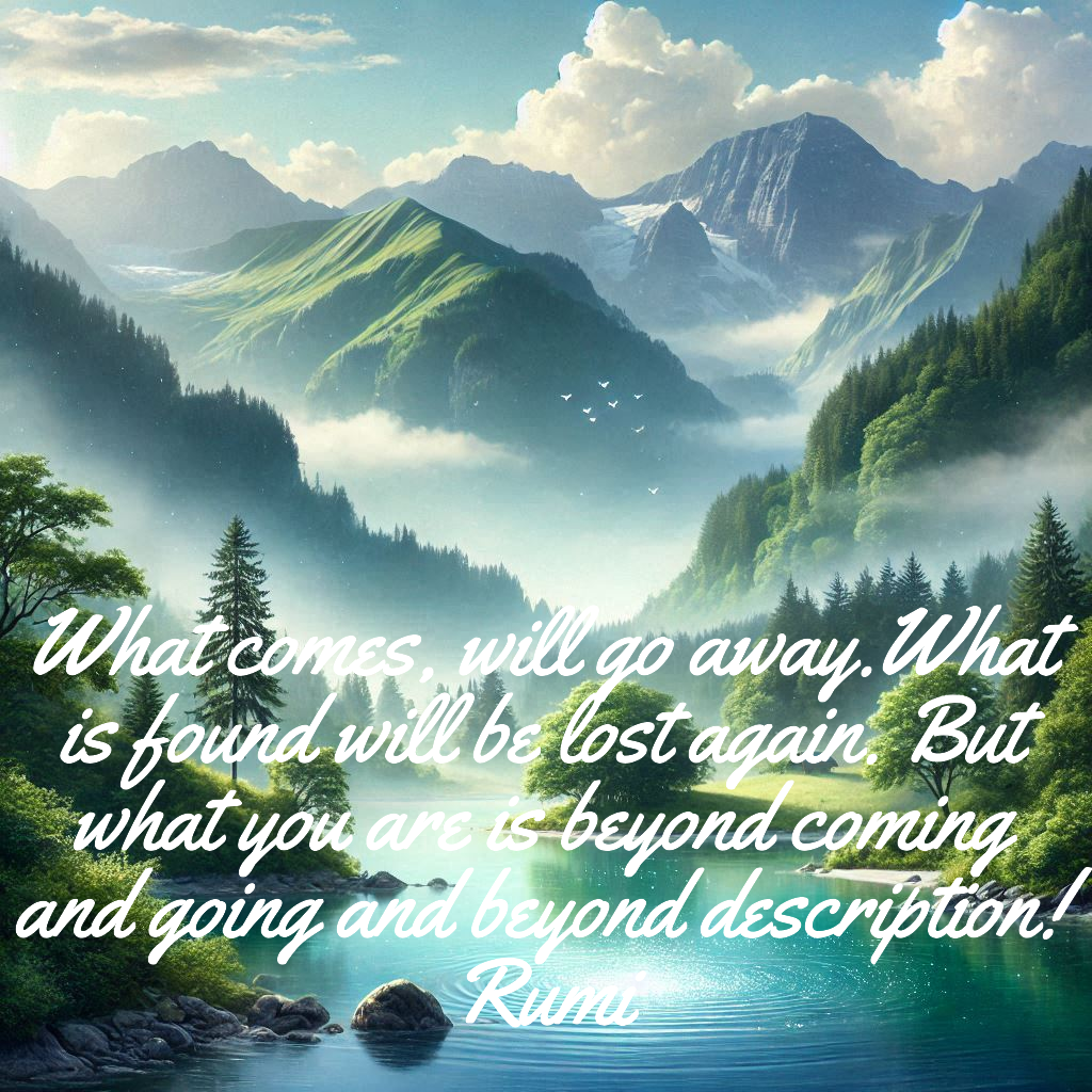 What comes, will go. What is found, will be lost again. But what you are is beyond coming and going and beyond description.